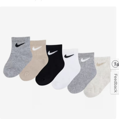 Nike Solid Kids' Quarter Ankle Socks - 6 Pack - Free Shipping | DSW