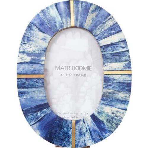 Artemis Indigo Oval 4x6 Picture Frame - Carved Bone, Fair Trade, 4ft 0in x 6ft 0in