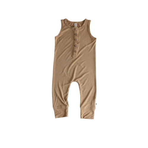Henley Tank Romper | Camel