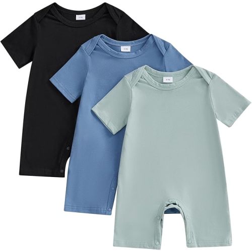 Baby Boys Girls Clothes Newborn 3-pack Romper Solid Short Sleeve One Piece Jumpsuit Infant Summer Spring Outfits