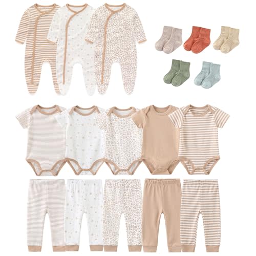 falianni Baby Boy Girl 18 Pack Layette Set Cotton Infant Unisex Clothes and Accessories New born Essentials Clothing Sets