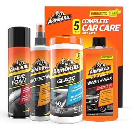 Armor All Car Cleaning Kit, Glass Wipes, Protectant, Wash & Wax, Tire Foam
