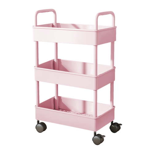 AYktou 3 Tier Rolling Carts with Wheels, White Kitchen Storage Cart Mobile Shelving Unit Storage Rack with Armrests Multi-Purpose Bathroom Utility Cart Snack Storage Organizer Cosmetics Shelf