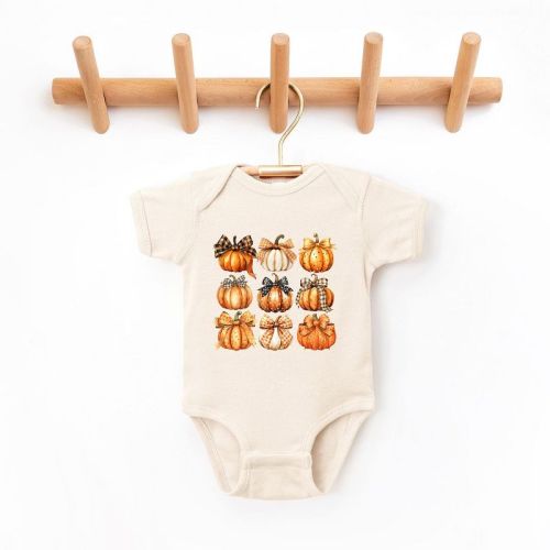The Juniper Shop Coquette Fall Pumpkin Chart Baby Bodysuit - 6 Month - Kelly
