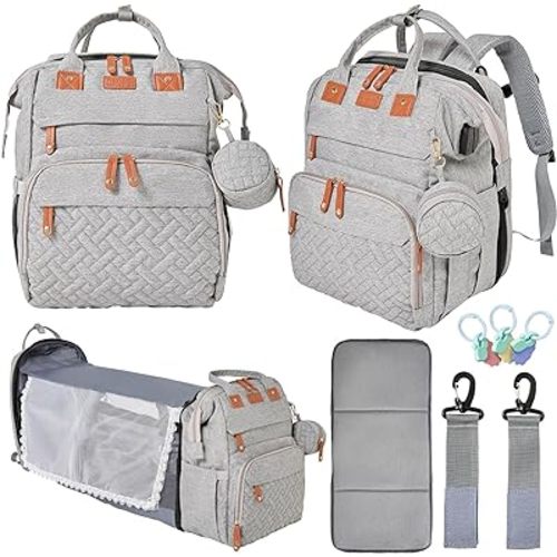 Orian Diaper Bag Backpack, Diaper Bag with Baby Changing Station, Large Travel Diaper Bag, Mosquito Net, USB Charging Port, Waterproof Unisex Baby Bag - 3 bonus gifts
