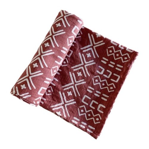 Muslin Swaddle, Dusty Mauve Mudcloth