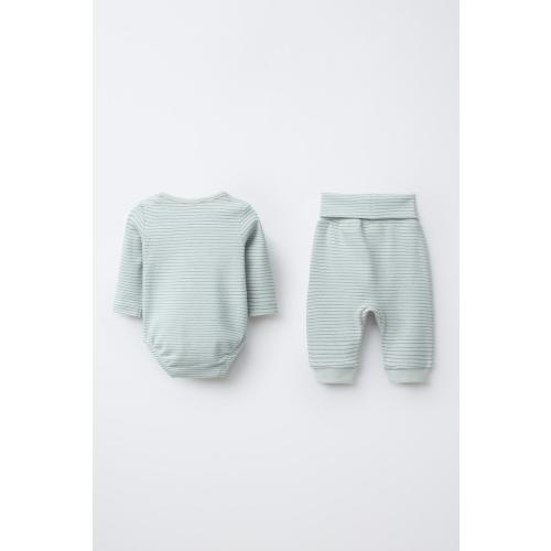 STRIPED SAORUEL BODYSUIT AND PANTS SET - Greenish | ZARA United States