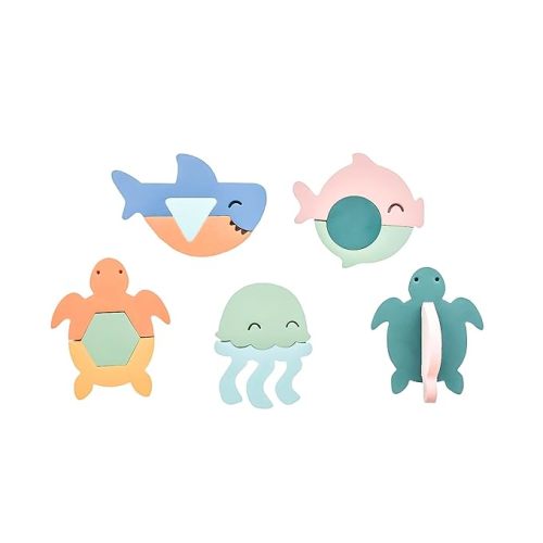 Copper Pearl 15-Piece Foam Bath Toy Set: Floating Foam Shapes for Kids, Fun Puzzle Bath Foam for Toddlers, Stick-On Baby Bath Toys, Enhances Problem Solving and Coordination, Ages 3+