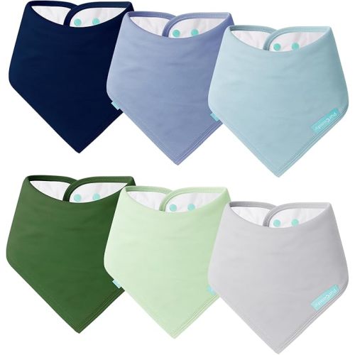 PurComfy SuperSoft Baby Bibs, Premium Bamboo Bandana Drool Bibs for Infant Boys & Girls, Adjustable Snap Bibs, 6-Pack