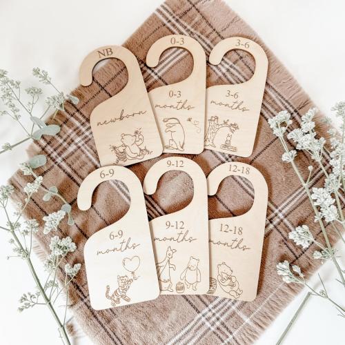 Classic Winnie The Pooh Baby Closet Dividers: Newborn to 18 Months Wooden Nursery Closet Hangers