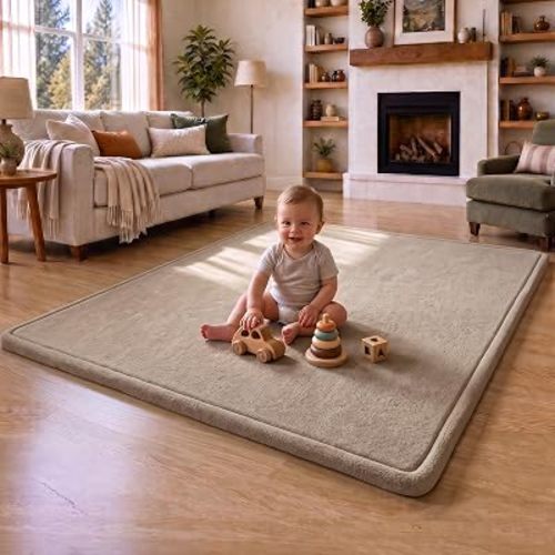 Large Baby Play Mat for Floor, 1.3" Thick Elasti-Foam 79x59 Mat