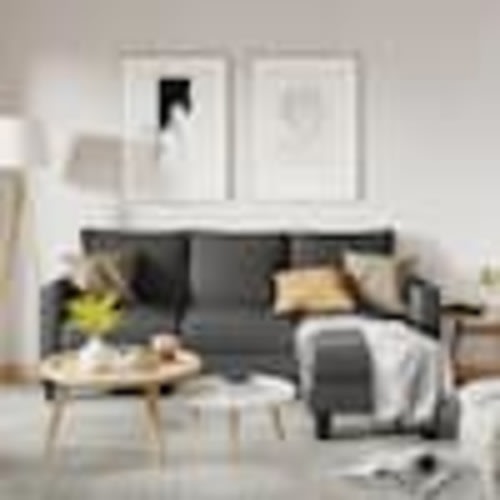 LACOO 70 in. Classic L-Shaped Sectional Sofa Reversible Linen Sectional Sofa in Dark Gray with Chaise V-SF22-0050-DGY