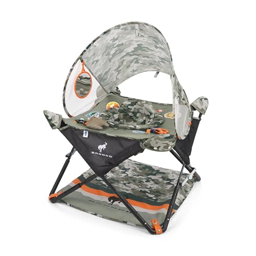 Bright Starts Ford Bronco Pop 'N Jump Portable Baby Jumper, Foldable Indoor/Outdoor Baby Jumper with Sensory Activities, Ages 6-12 Months