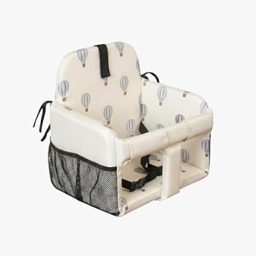 High Chair Insert & Shopping Cart Seat for Baby, Padded Sit-Up Support Cushion with Safety Buckle for Restaurant High Chairs, Grocery Carts & Swings, Foldable Portable, 4+ Months, Balloons