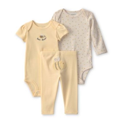 Baby Girls' Crewneck Bodysuit and Pants, 3-Piece Set
