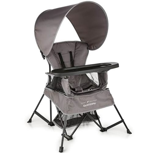 Baby Delight Go with Me Venture Portable Chair | Indoor and Outdoor | Sun Canopy | 3 Child Growth Stages | Elephant Grey