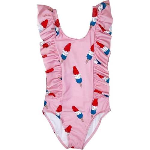 Lola + The Boys Pinkie Bomb Pop One-Piece Swimsuit (Size 4)