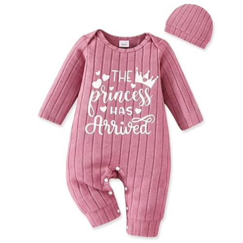 Newborn Baby Girl Clothes Infant Romper Fall Winter Outfits Floral Letter Bodysuit+Hat