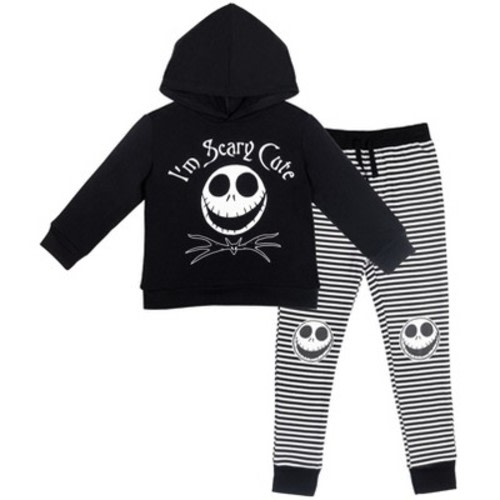 Disney Nightmare Before Christmas Baby Boy or Girl Halloween Pullover Hooded Sweatshirt and Jogger Pants Outfit Jack Skellington Black 12 Months