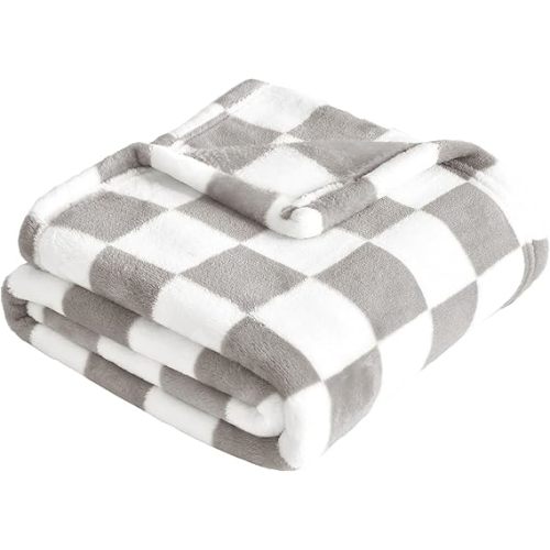 Yurhap Checkered Baby Blanket Fleece Baby Blankets Neutral for Boys Girls, Super Soft Warm Lightweight Infant Toddler Newborn Receiving Gifts for Crib Stroller, 30x40 Inch, Greige