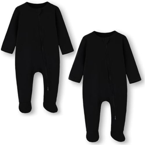 ACESTAR Baby Footies Pajamas, 2-Way Zipper Baby Sleepers with Mitten Cuffs - Long Sleeve Baby Zip Up Onesie for 0-12 Months