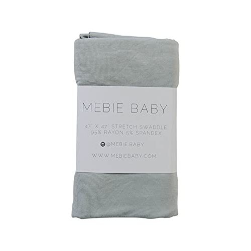 Mebie Baby Sage Stretch Swaddle, Modern and Neutral Swaddle Blanket for Baby Girl or Boy, Soft Baby Blankets, Newborn Swaddle Blanket, 0-3 Month, Comfy Wrap, Baby Essentials & Gifts (47" x 47")