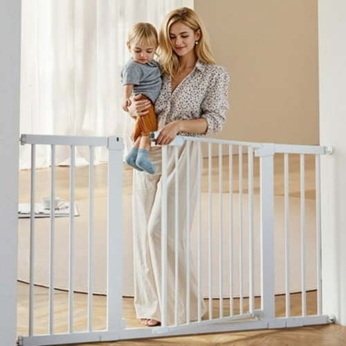 29.5-51.6'' Extra Wide Baby Gate, Caveen 30''H Safety Doorway Gates Pressure Mounted,White