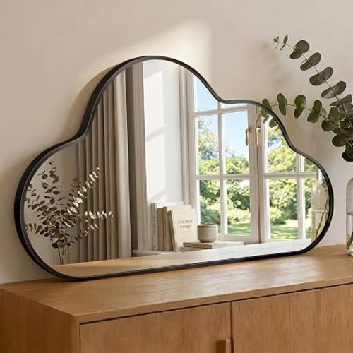 Decorative Cloud Wall Mirror with Frame for Kids' Room, Living Room, Hallway, Entryway