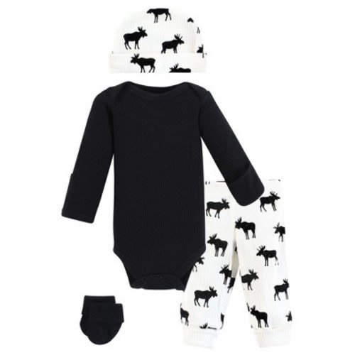 Hudson Baby Boys Thermal Preemie Layette Set 4pc Long Sleeve Outfit, Moose, Preemie