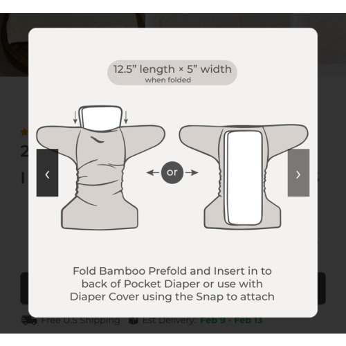 2-4-2 Bamboo Prefold Insert 7 Pack with Snaps