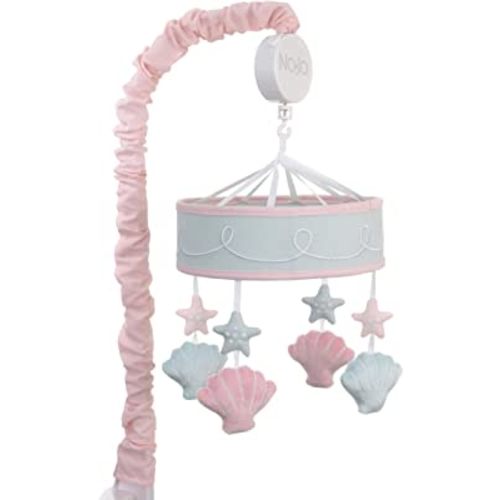 NoJo – Sugar Reef Mermaid Whimsy Musical Mobile, Nursery Crib Changing Table Musical Mobile – Aqua and Pink Shells and Star Fish