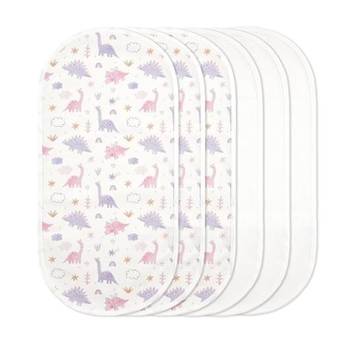 TILLYOU Waterproof Changing Pad Liners 6 Pack, 100% Cotton Reusable Cloth Diaper Liners, Pet