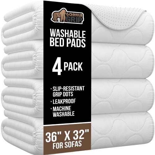 GORILLA GRIP Washable Mattress Incontinence Pads, Reusable Waterproof Protection Pad, 36x32 4 Pack