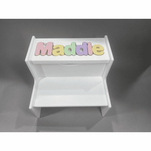 Personalized 2 Step Puzzle Stool - White