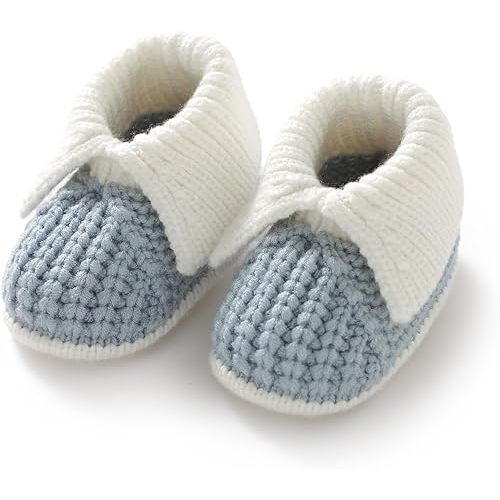Neiwech Baby Booties Newborn Hand Knit Sock Shoes Soft Cozy First Walkers for Infant Boys Girls