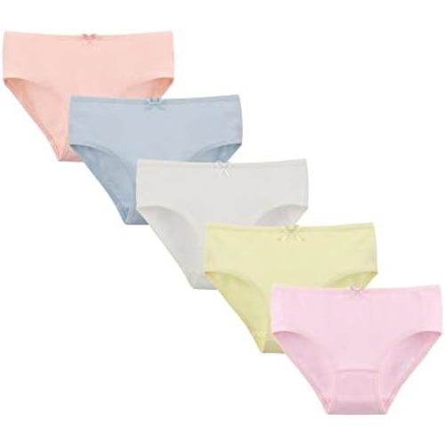 Donella Girls' Soft Cotton Underwear - Kids Bikini Brief Panties for Girls and Toddlers 5-Pack, Age: 2-15