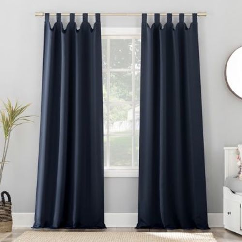 40"x84" Sun Zero Blackout Kenneth Energy Saving Tab Top Curtain Panel Navy Blue: Thermal Insulated, Noise Reduction