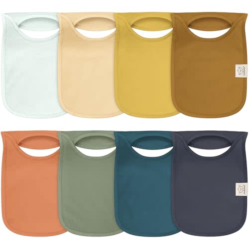 KeaBabies 8-Pack Bibs for Baby Girls, Boys, Pullover Baby Bibs (Eclipse) | 6-36M, Large Baby Bibs for Drooling and Teething Infant, Newborn, Toddler, Soft Absorbent Organic Cotton, Long Torso Coverage
