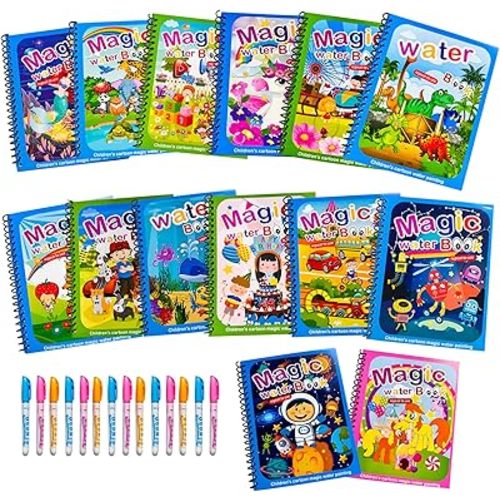 14 Pack Water Coloring Books,Water Doodle Book Toys,Reusable Water Painting Book for Toddlers,Educational Learning Kits Gifts,Best Birthday Gifts