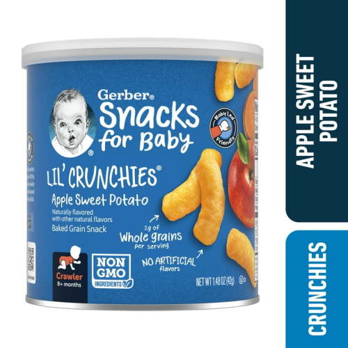 Gerber Snacks for Baby Lil Crunchies Apple Sweet Potato Puffs, 1.48 oz