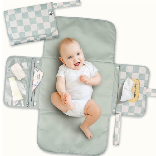 Amazon.com: Tiny Twinkle Portable Diaper Changing Pad | Waterproof, Wipeable & Compact Baby Changing Pad for Travel | Smart Wipes Pocket & Organized Storage| Newborn Shower Gift (Sage Checkers)