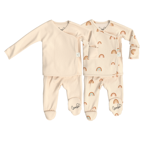 Baby Bundle Footie - Oat + Little Wishes – Bonsie Skin to Skin Babywear