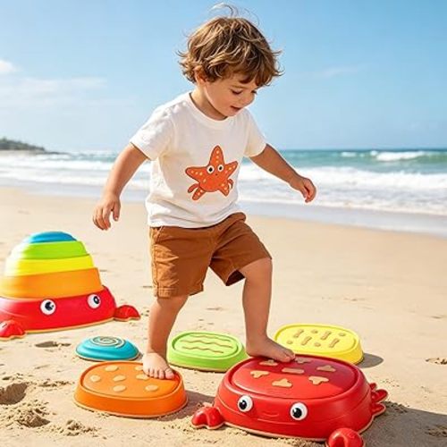 makarci Balance Stepping Stones for Kids, Non-Slip Toddlers Sensory Toys Outdoor or Indoor Play, Promoting Motor Skills and Confidence, Coordination Toys for Children Age 3 4 5 6 7+（Crab）