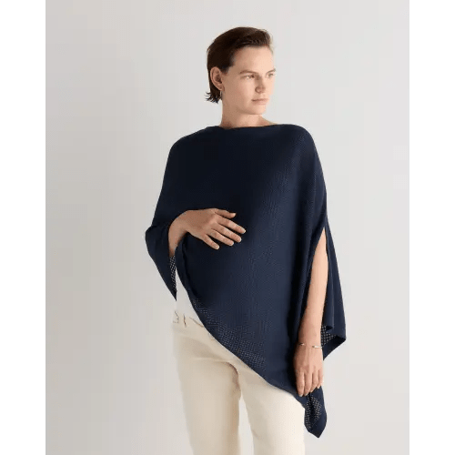 Lightweight Cotton Cashmere Nursing Shawl in Atlas Navy