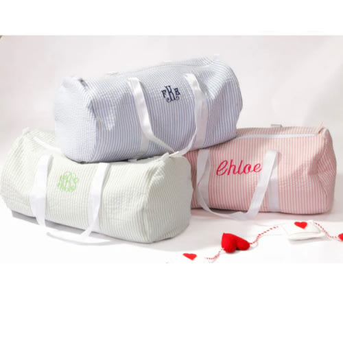 Personalized Baby Duffle Bag, Monogrammed Baby Gifts , Monogram Seersucker Duffel, Personalized Seersucker Duffel Bag, Seersucker Travel Bag - Etsy