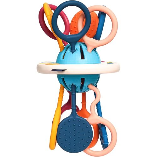 LiKee Montessori Toys for Baby Infant 4+ Months, Sensory Development Toys Silicone Pull String Toy Gift for Toddlers