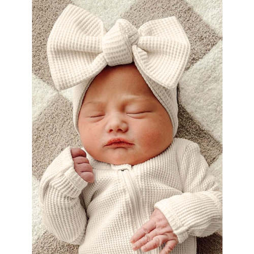 Organic Waffle Knot Bow, Snow