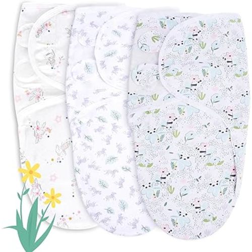 Organic Cotton Baby Swaddle Sleep Sack, 3-Pack, Newborn 0–3 Months, Unisex