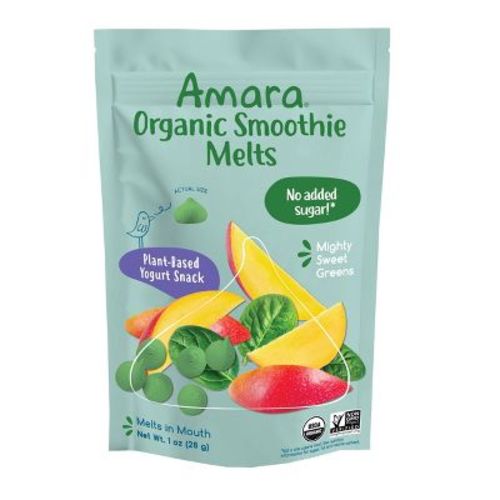 Amara Organic Smoothie Melts Mighty Sweet Greens Non-Dairy Yogurt Baby Snack - 1 oz: 8 Months & Up, Spinach, Apple, Mango