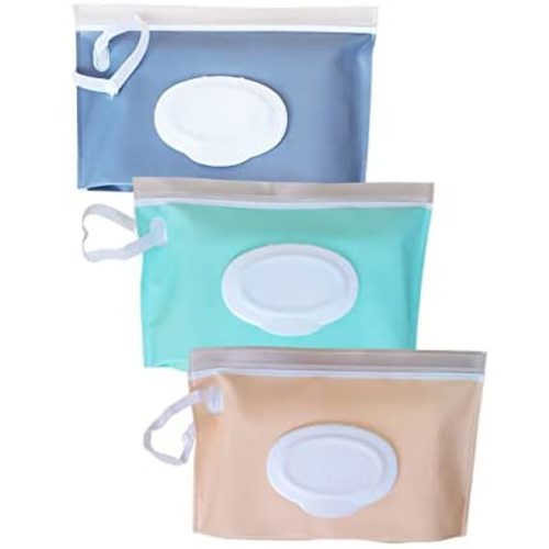 Baby Wipe Case Travel Holder | Keeps Wipes Moist | Set of 3 Wet Wipes Holders Cases | Portable Travel On The Go Refillable Dispenser Container, by purifyou